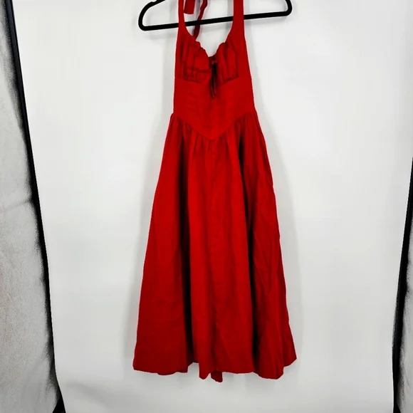 chinese dress ladies Tori Square Neck Linen Midi Dress Heirloom Tomato main image 0